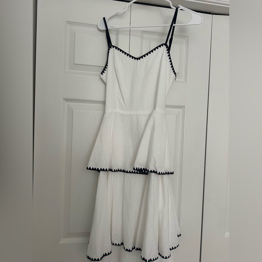 White and Black Sleeveless Maxi Ruffle Sundress